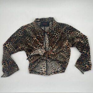 Vintage Cheetah Print Half Sleeve Crop Top